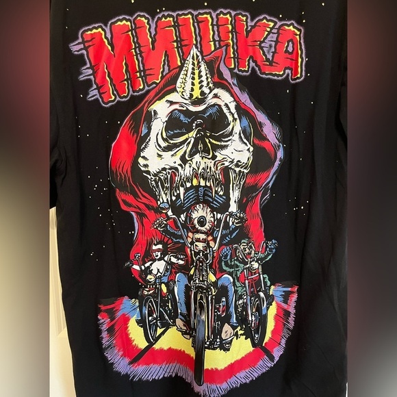 Mishka "Engineered To Destroy" Black T-Shirt With Biker Skull Graphic Size Large - Picture 8 of 16
